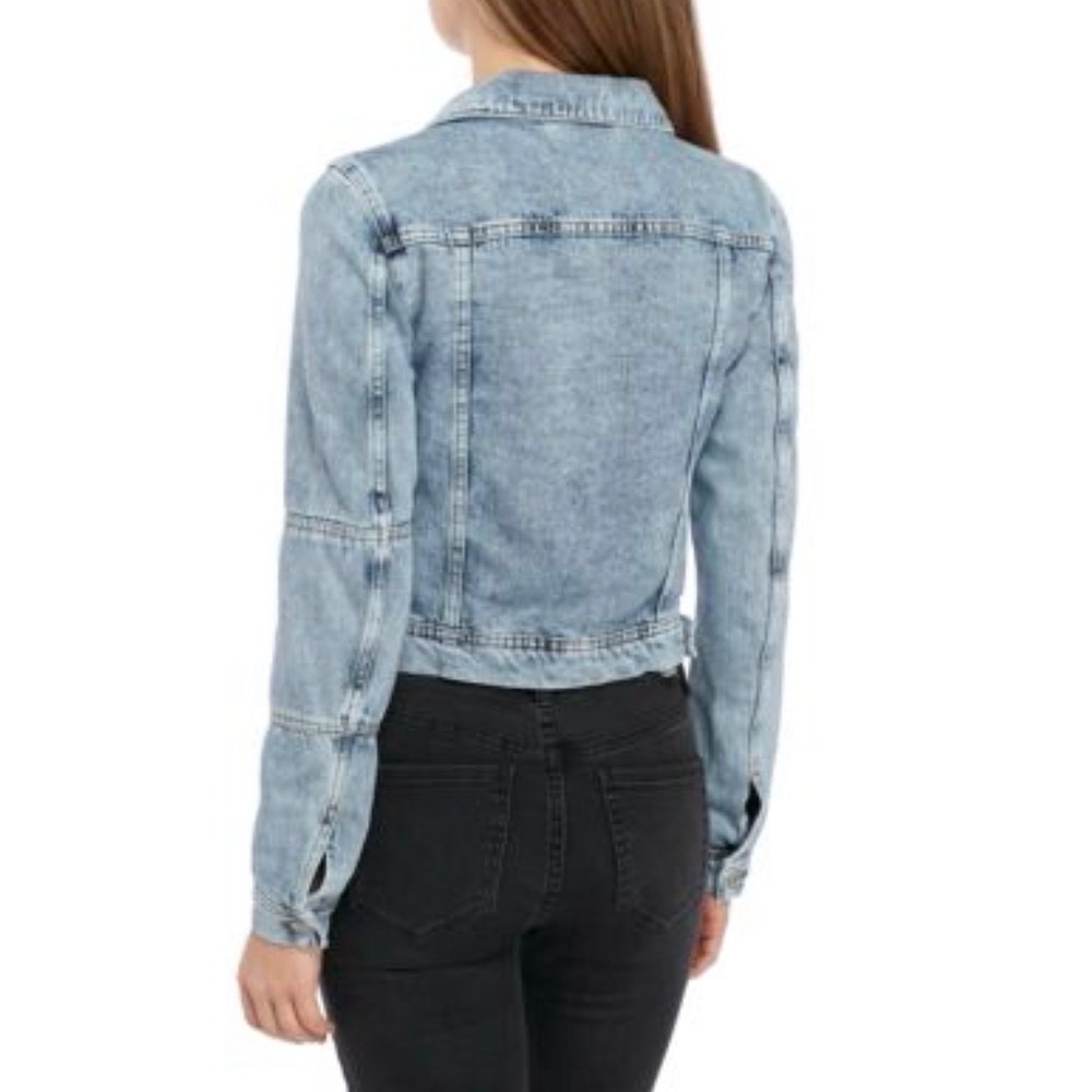 Free People Womens Acid Wash Denim Trucker Jacket Size S - Picture 2 of 10